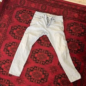 Madewell Light Blue Denim with Brown Leather Patch